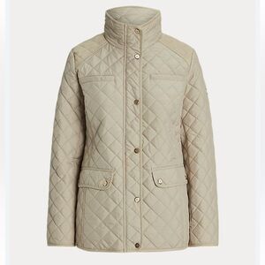 Lauren Ralph Lauren Diamond-Quilted Mockneck Jacket in Birch, Large